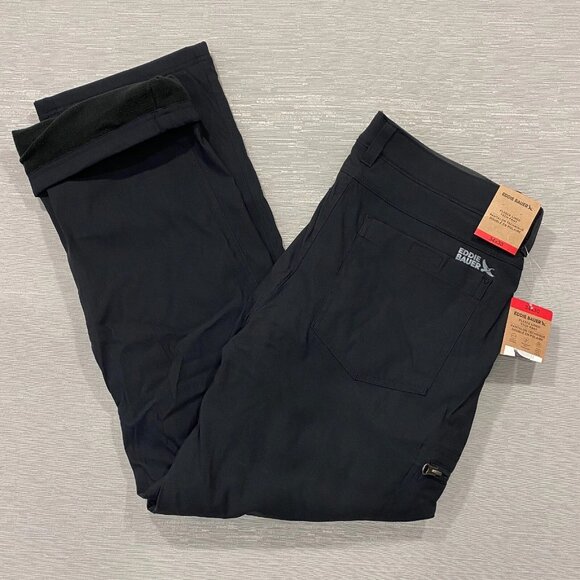 Eddie Bauer Fleece Lined Tech Pants Mens 34 x 30 Black Water Repellent Insulated - Picture 1 of 12